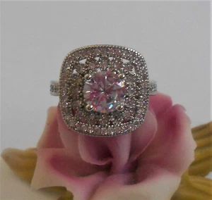 STERLING 925 CRYSTAL CZ FASHION COCKTAIL RING NWOT - Picture 1 of 4