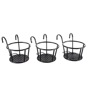 HowRU Iron Art Hanging Baskets Flower Pot Holder Over The Rail Metal Fence Pl... - Picture 1 of 6