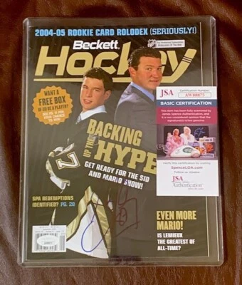 Подписанный журнал Сидни Кросби с сертификатом подлинности JSA с автографом 2 - Изображение 1 из 3