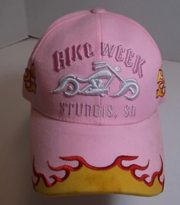 Sturgis Bike Week Harley Chopper Embroidered Logo Ladies Pink Biker Cap Hat  - Image 1 of 4