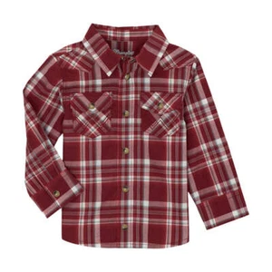 112359653 Wrangler Bebé Niño Manga Larga Camisa a Presión - Rojo Cuadros NUEVO - Imagen 1 de 9