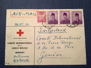 Indonesia 1951 rare RED CROSS cover per air mail to Geneva - Picture 1 of 2