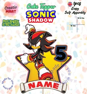 PERSONALISIERTER BLACK SHADOW SONIC Tortenaufleger/Tortendekoration Party Neu - Bild 1 von 2