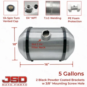 Universal 10''x16'' 5 Gallon Fuel Tank 1/4'' NPT Center Fill Gas Tank For Motor - Picture 1 of 5