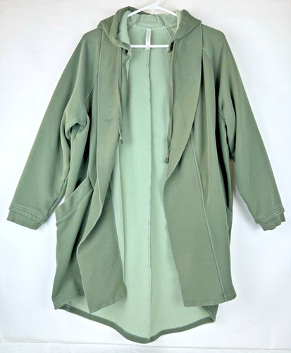 VALENTINO Maglione Fabletics donna S Valentina cardigan lungo avvolgente aperto davanti verde felpa con cappuccio