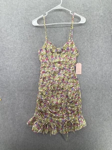 Blashe Women's Dress Ruched Floral Sleeveless Size Medium Mini Dress - Picture 1 of 11