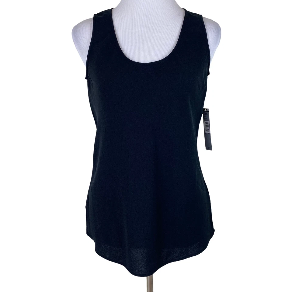 Tahari ASL Womens Black Georgette Sleeveless Shell Tank Top Shirt PS 6174