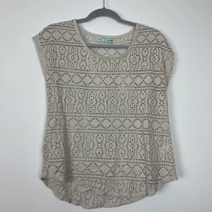 Maurices Crochet Open Lace Top Ivory with Gold Metallic Thread Size Small - Picture 1 of 5