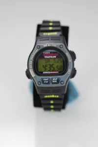Timex Ironman Watch Women Plastic Black Blue 100m Light Date Alarm Chron Quartz - Picture 1 of 6