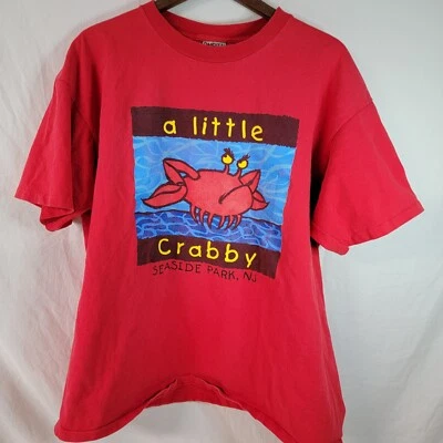 Camisa vintage de una sola puntada Little Crabby Seaside Park NJ XL Oneita 100 % algodón Foto 1 de 4