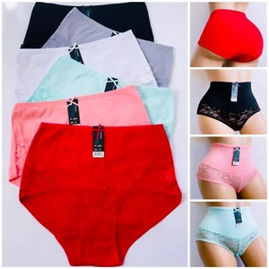 Women's High Waisted Briefs Lot 6/12 Bikini Sexy Lace Boxer Underwear Panty S-2X - Picture 1 of 9