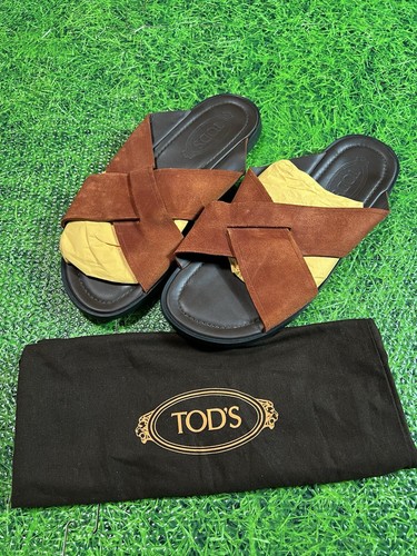 TOD’S Sandali piatti Tod's arancione nabuk cinturino incrociato misura 8 5 uomo