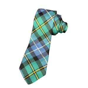 Vintage Ingles Buchan Tie Green Plaid Wool Made in Scotland - Picture 1 of 6