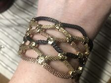 gold, and black women woven bracelet rose-gold, yellow