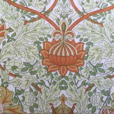 PAPER NAPKINS PK 20 WILLIAM MORRIS FLOWER AND LEAVES ORANGE GREEN DECOUPAGE 3PLY - image 1 of 2