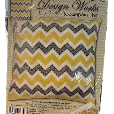 Needlepoint Kit Chevron Pillow Design Works Navajo Indian #DW2560 Yellow Summer - Image 1 of 4