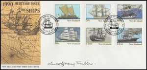 NEW ZEALAND 1990 SHIPS FDC SIGNED DESIGNER (ID:14/D4611) - Picture 1 of 1