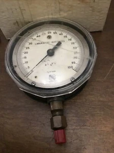 Ashcroft Laboratory Test Gauge 5 in. 0-100 1/2 LB. Subd Steampunk Vintage - Picture 1 of 7