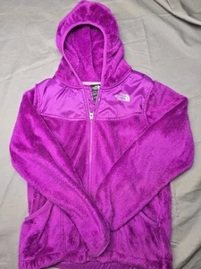 North Face Jacket Girls Large Purple Fuzzy Full Zip Hooded Osito Outdoor Warm - Picture 1 of 6