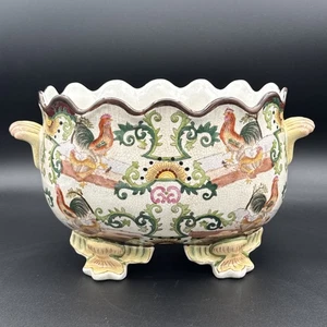 Vtg. Hua Rong Zhi Rooster footed Porcelain centerpiece Bowl /planter - Picture 1 of 13