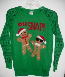 Green Gingerbread Oh Snap Ugly Christmas Sweater by Well Worn size Misses XL - Picture 1 of 10