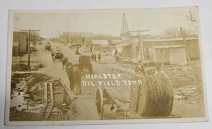 1914 Healdton Oklahoma Oil Field Town RPPC Hamburger Stand Popcorn Cart - Picture 1 of 13