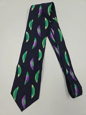 Corbata para hombre Carlo Palazzi, 100 % seda italiana azul geométrica 58" largo 4" ancho Foto 1 de 4