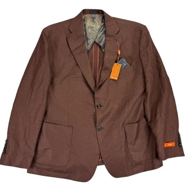 Tallia Mens Slim Fit Wool Blend Sport Coat Rust Copper 48R - Image 1 of 4