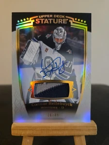 Connor Hellebuyck  2024-25 Stature hockey GU Auto Patch 16/49 #3 Winnipeg Jets - Picture 1 of 3