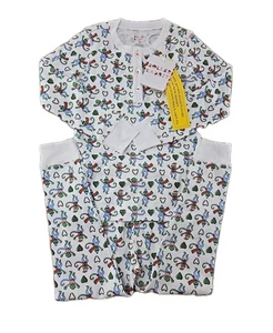 NEW - Roberta Roller Rabbit Kids Pajama Set Monkey XMas Christmas Winter Size 4 - Picture 1 of 13