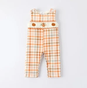 NEU Boutique Baby Jungen Thanksgiving Türkei gesmokter Overall Strampler Overall - Bild 1 von 6
