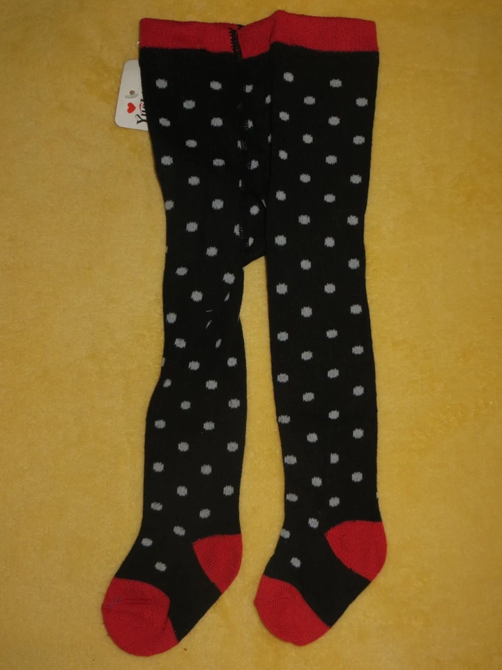 Medias niñas negras con lunares blancos - 6-12 meses Foto 1 de 1