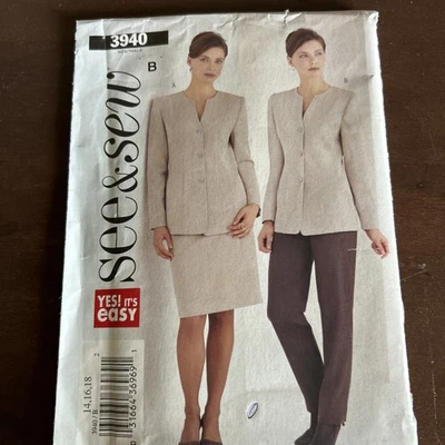 See&Sew 3940 Misses Jacket , Skirt & Pants Sz 14-16-18 - Image 1 of 3
