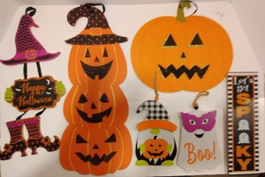 6 Halloween Schilder Wandbehang Türbehang Banner Glitzer Fensterdeko - Bild 1 von 8