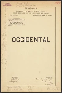 Occidental Manufacturing Co. para la marca Occidental Remedios para la tos y - Imagen 1 de 1