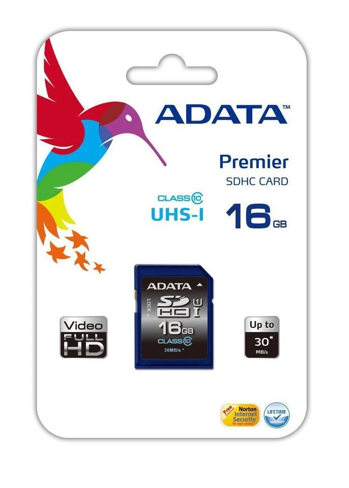 ADATA 16GB SDHC ASDH16GUICL10 Premier 10 30/16 MB/s Classe 10 - Immagine 1 di 1