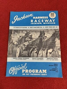 Vintage Jackson Harness Raceway Program 9-1-1973 Michigan Horse Racing Rare - Picture 1 of 6