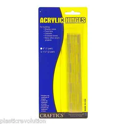 Paquete de 2 bisagras de piano de acrílico transparente Craftics de 6" de largo para vitrinas plex lucite Foto 1 de 2