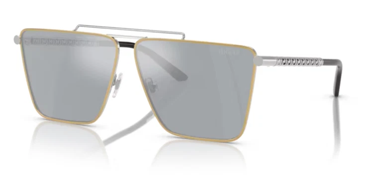 VERSACE VE2266 15141U Gold Silver Mirror Men's 64 mm Sunglasses