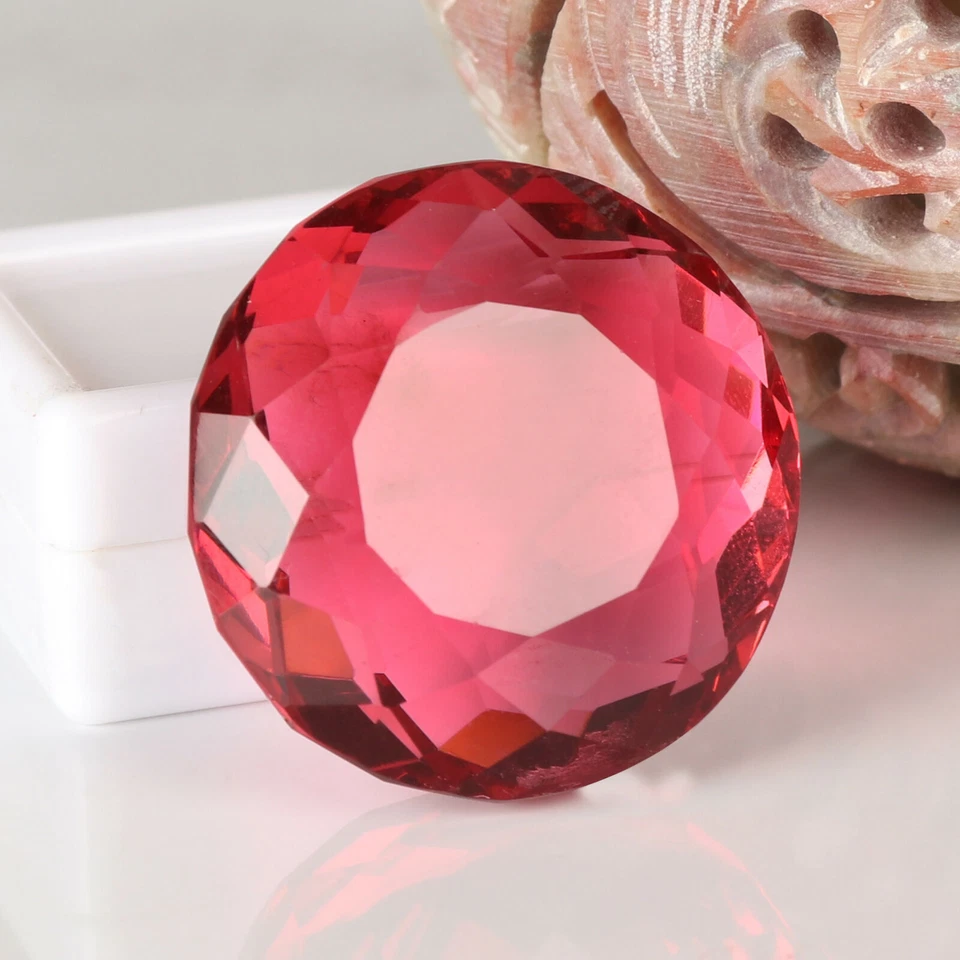 Large Pink Tourmaline 63.30 Ct. Round Cut Facet Loose Gemstone Gift for Birthday - Image 1 of 4