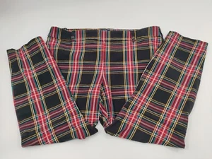 J. Crew Women's The Winnie Stretch Pants Tartan Plaid Red Blk Grn Sz Zip Size 14 - Picture 1 of 16