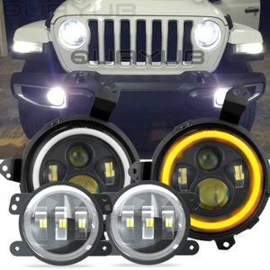 9 INCH LED Halo Headlights Combo Kit for Jeep Wrangler JL Gladiator JT 2018+ - Picture 1 of 22