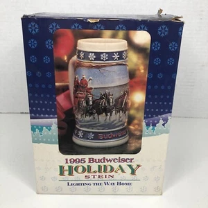 1995 Budweiser Holiday Stein “Lighting The Way Home” NIB COA Vintage - Picture 1 of 12