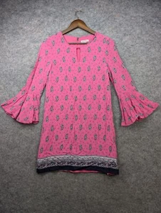 Juicy Couture Dress Womens 4 Pink Paisley Flare Sleeves Silk Mini Shift Boho - Picture 1 of 15