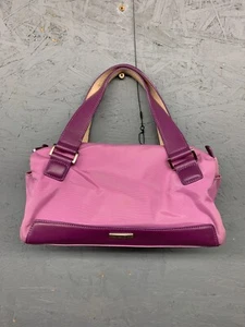 TUMI Women’s Shoulder Bag Pink Nylon Leather Trim Medium Purse Satchel - Picture 1 of 15