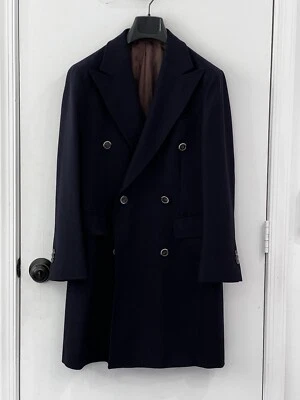 Suitsupply Blue Double Breasted Herringbone Coat US 36 Bleecker - Image 1 of 4