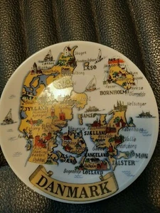 Danmark Souvenir piatto da collezione 4/1/4 rotondo, pieno di edifici città in rilievo - Foto 1 di 4