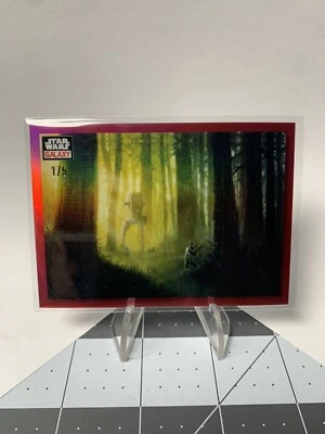 2023 Topps Chrome Star Wars Galaxy Patrolling The Endor Moon RED /5 ALPHA - Image 1 of 2