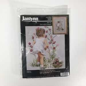Janlynn 2002 Needlepoint Cross Stitch Kit #29-18 Girl With Cosmos NEW Sealed