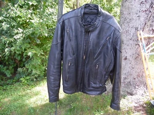 LG Leather Gear Performance Gear Black Leather Biker's Motorcycle Jacket Size 44 - Picture 1 of 12